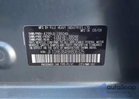 2009 Subaru Impreza Outback Sport z USA, uszkodzony, nr VIN JF1GH63649H806325